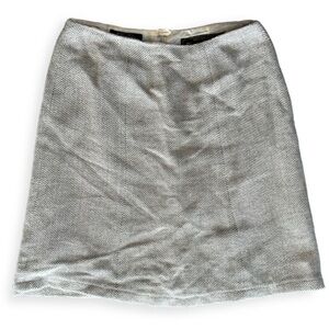 Loro Piana x Brooks Brothers Light Academia Gray Textured Low Waist Midi Skirt